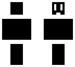 black suit with a white outline