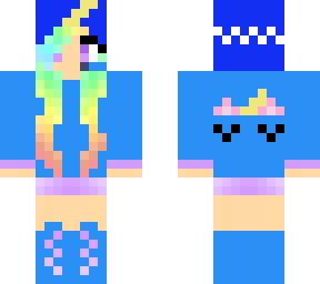 blue rainbox hair gamer girl