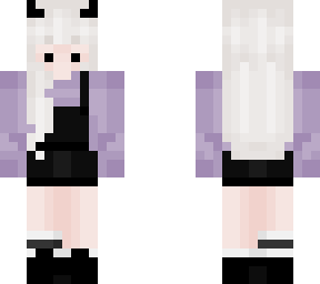 purple and black overall girl