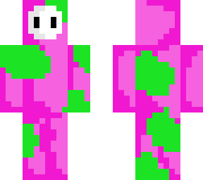 pink fall guy w/ green splats