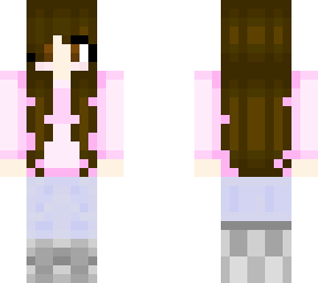 pink shirt/business suit brunette