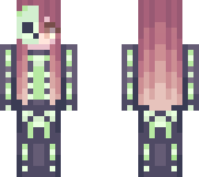 skeleton pink hair girl