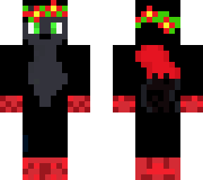 black&red wolf with a flowercrown