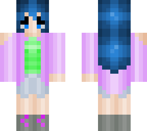 blue hair girl, tried a new shading style