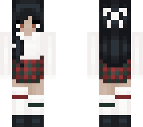 school girl - red and green plaid skirt