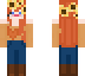 redhead fall woman w/ jeans, boots & a heart sweater