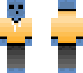 blue slime in an orange hoodie