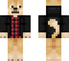 doge with hoodie and plaid shirt