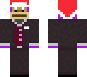 purple monkey in a suit but with a christmas hat