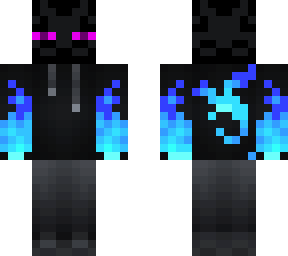 blue flaming enderman hoodie