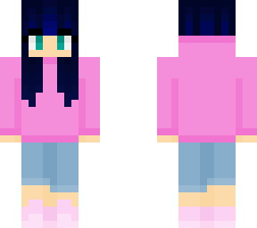 blue hair pink hoodie~request