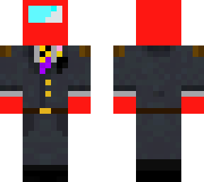 some red among us guy in a suit