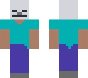steve with skeleton head in plastic texture.