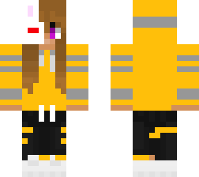 girl with mask and yellow hoodie