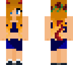 cute red-head demon girl in a swimsuit