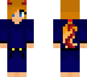 cute red-head demon girl in pajamas