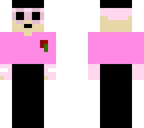 old man with pink hair and shirt