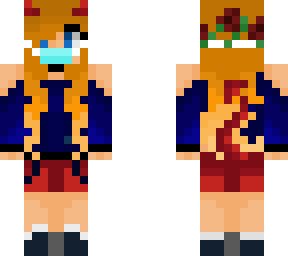 cute red-head demon girl in a mask