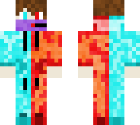fire and water gamer boy (brown hair)
