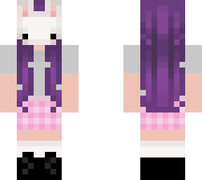 purple hair pink checker skirt bunny