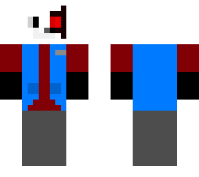 white cat with red shirt/black under shirt and vest.
