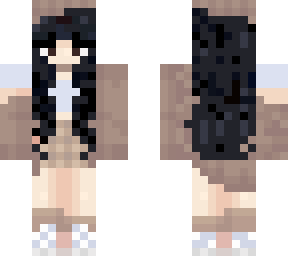 beige & blue autumn outfit with black hair