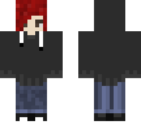 sad teen boy /w hood up + red hair