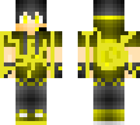 golden player with backpack