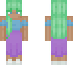 green hair with blue & purple dress