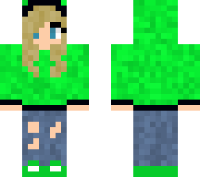 blonde girl with lime hoodie