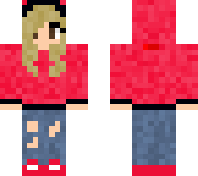 blonde girl with pink hoodie