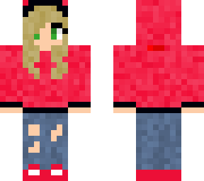 blonde girl with pink hoodie