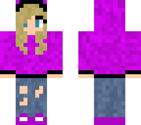blonde girl with purple hoodie