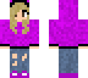 blonde girl with purple hoodie