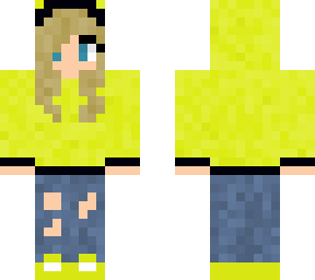 blonde girl with yellow hoodie