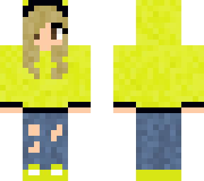 blonde girl with yellow hoodie