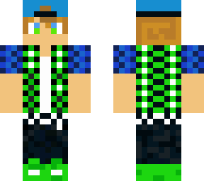 skin combinada de verde y azul con gorra y zapatillas