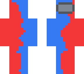among us character (half red half blue)