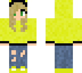 blonde girl with yellow hoodie