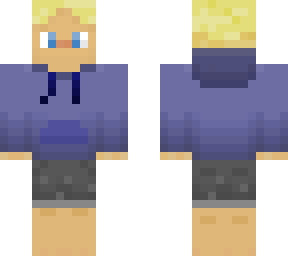 blue eyed blond boy with blue sweater and bare feet