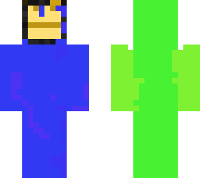 half creeper half human with green and blue