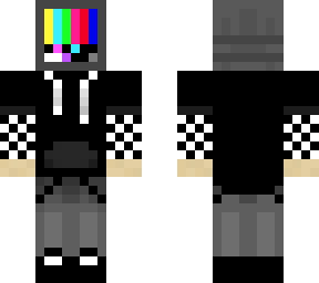 my skin but with a tv head and a checkered shirt