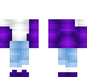 ob - purple coat w/ white top & jeans w/ socks