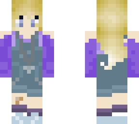 blond haird girl with purple hoodie