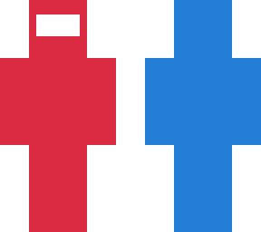 half blue half red