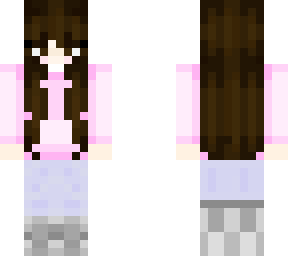 pink shirt/business suit brunette