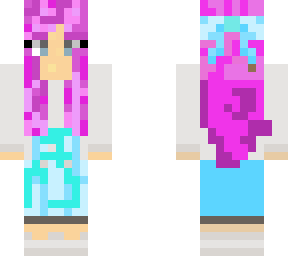 school girl with pink hair