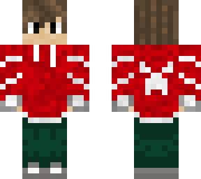 red+silver jacket with creeper on back, green pants
