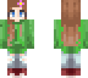 girl in green hoodie and jeans
