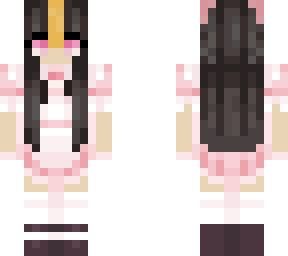 pink maid with black hair